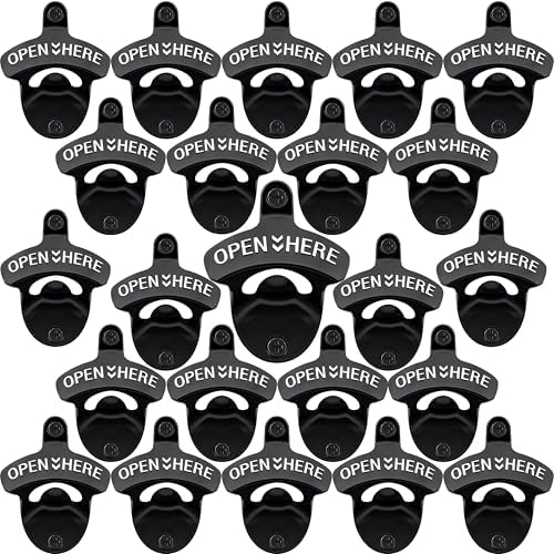 24 PCS Black Beer Bottle Cap Opener Wall Mounted Stainless Bulk by Wallmountedbottleopener