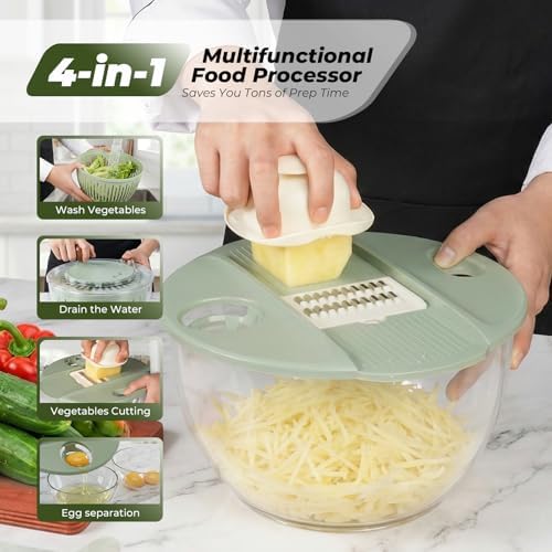 Salad Spinner Large with 5-Blade Slicer & Egg Yolk Strainer - Image 5