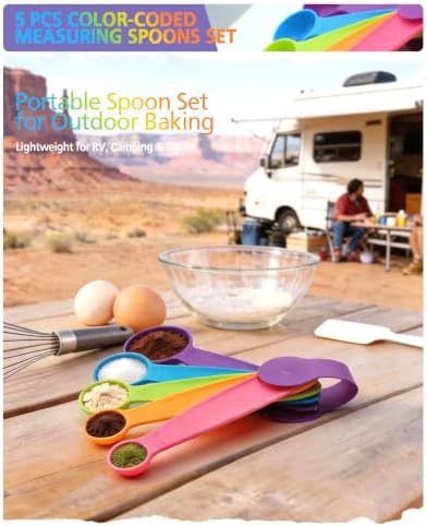 Measuring Spoons Set of 5, Fade-Proof Markings, Color Coded Plastic - Image 5