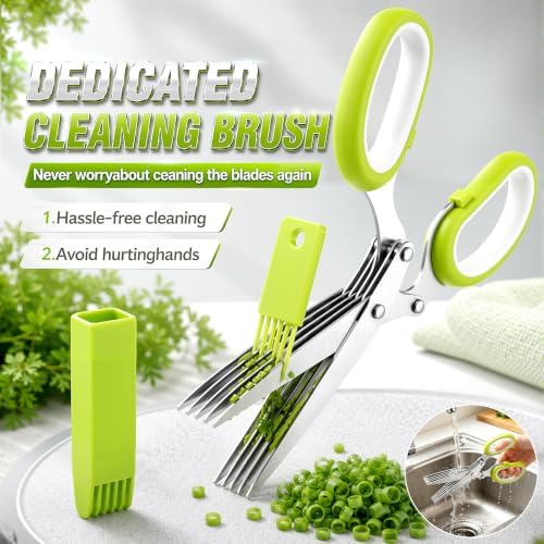 Herb Scissors with 5 Thickened Sharp Blades, Stainless Steel with Safety Cap - Image 4