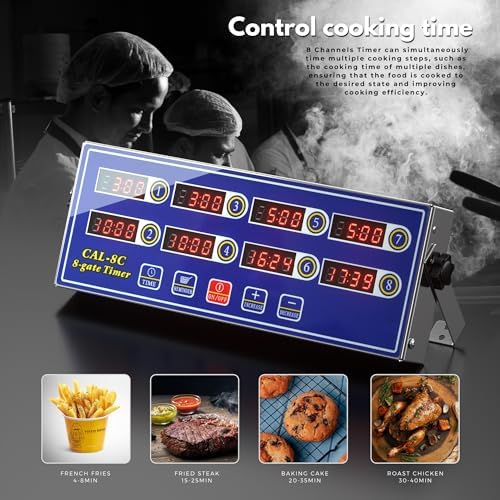 Commercial 8 Channel Digital Kitchen Timer, Stainless Steel Calculagraph - Image 2