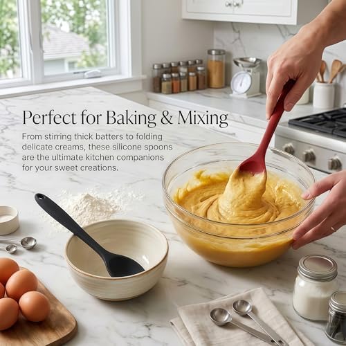4 Pieces Silicone Cooking Spoons 10.9 Inch Heat Resistant Kitchen Spoons - Image 6