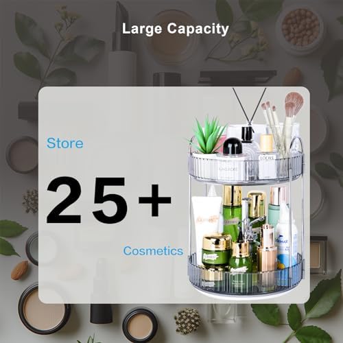 360 Rotating Makeup Organizer, 2 Tier Lazy Susan Bathroom Counter Organizer - Image 6