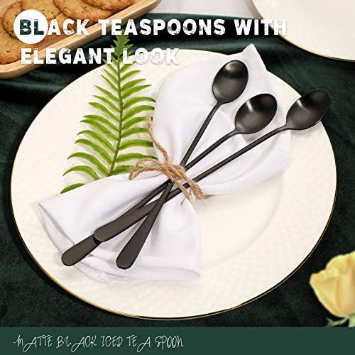 Hiware Matte Black 9-Inch Long Handle Iced Tea Spoons, Coffee Spoon, Ice Cream - Image 4