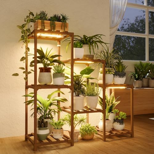Bamworld Plant Stand with Grow Light Plant Shelf by Bamworld