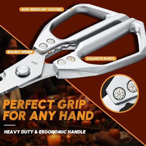 Huusk Heavy Duty Kitchen Shears, 2 Pack Japanese Steel Kitchen Scissors - Image 4