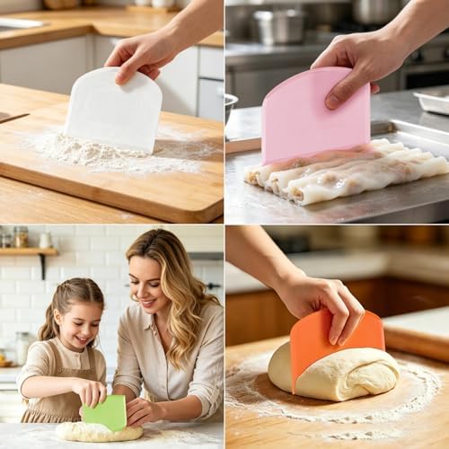 Flexible Dough Scraper & Cutter Set, 5-Piece Bench & Bowl Scrapers - Image 4