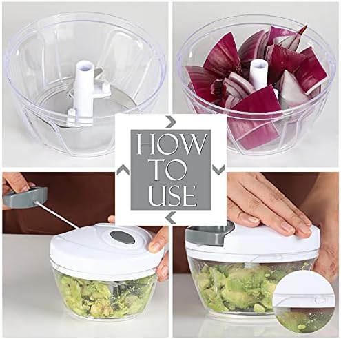 Ourokhome Manual Food Processor Vegetable Chopper, Portable Hand Pull String - Image 5