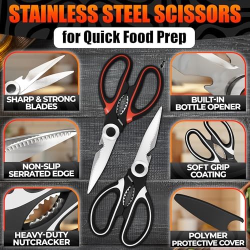 2 Pcs Kitchen Scissors All Purpose Heavy Duty - Image 3