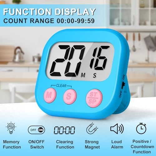 ZILLEEN Classroom Timer for Kids Teachers 2 Pack Digital Timers Blue Pink - Image 4