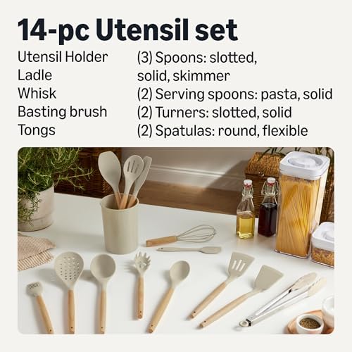 Amazon Basics Kitchen Utensils Set, 14-Piece Silicone Cooking Utensils - Image 2