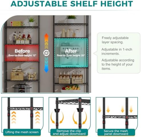 SINGAYE 6 Metal Shelves Wire Shelving Storage Shelf Adjustable Unit Pantry - Image 4