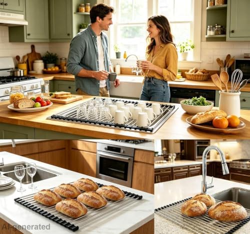 Ahyuan Roll up Dish Drying Rack Over The Sink Kitchen Roll up Sink Drying Rack - Image 3