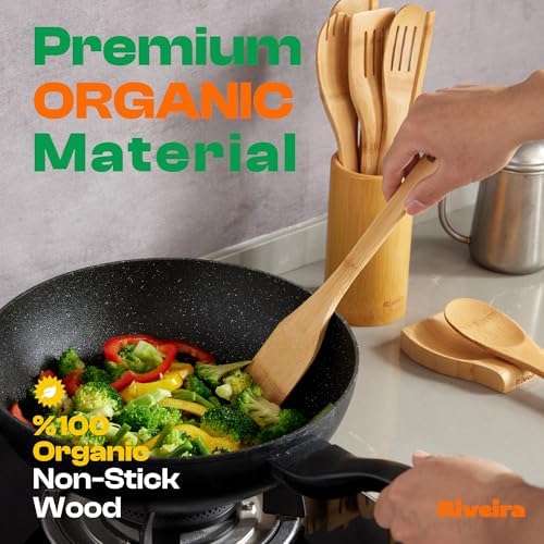 Riveira Bamboo Cooking Spoons 6-Piece – Wooden Cooking Utensils Set - Image 2