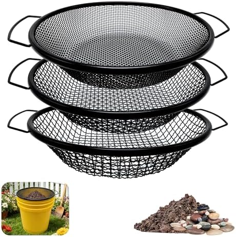 3Pcs Soil Sifter for Gardening, 8mm Grid Rock Sifter for 5 Gallon Bucket by QUTIING%C2%AE