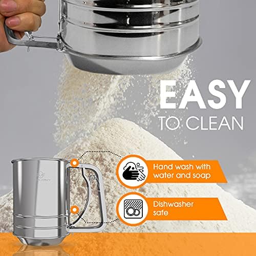 Cook Army Flour Sifter, 3 Cup Stainless Steel, Great Double-layer Baking Sifters - Image 5