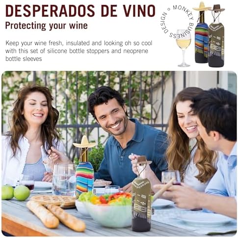 Monkey Business Giftbox for Wine Lovers – 2 Neoprene Wine Bottle Poncho Covers - Image 2