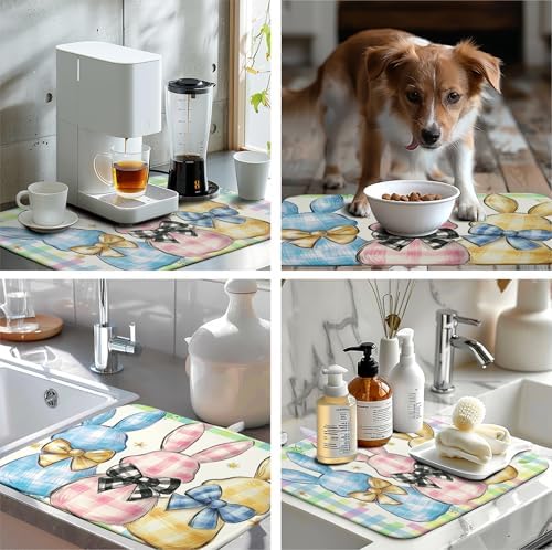 Easter Drying Mat for Kitchen Counter 18x24 Inch Spring Cute Bunny Dish Drying - Image 7