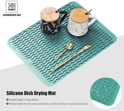 Silicone Dish Drying Mat, Non-Slip Easy Clean Sink Mat - Image 3