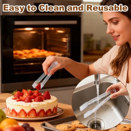 10Pcs Clear Plastic Serving Tongs, 6.3 Inches Small Disposable - Image 7