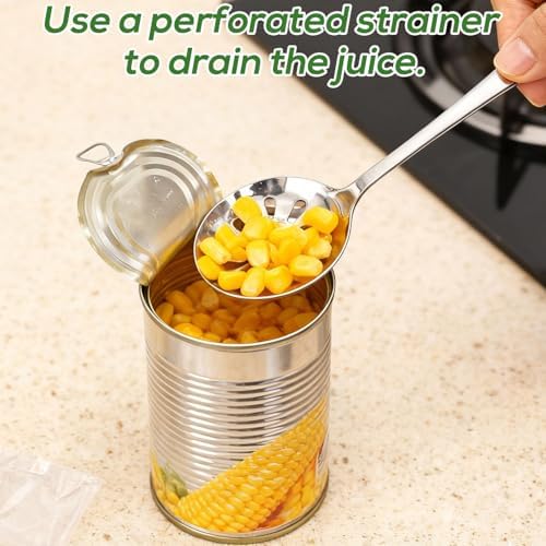 3pcs Slotted Spoons for Soups Dips Cereals, 7.87x1.97in/20x5cm 9-Hole Stainless - Image 6