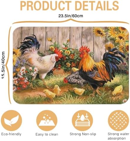 Kitchen Countertop Dish Drying Mat, Super Absorbent Coffee Bar Mat - Image 5