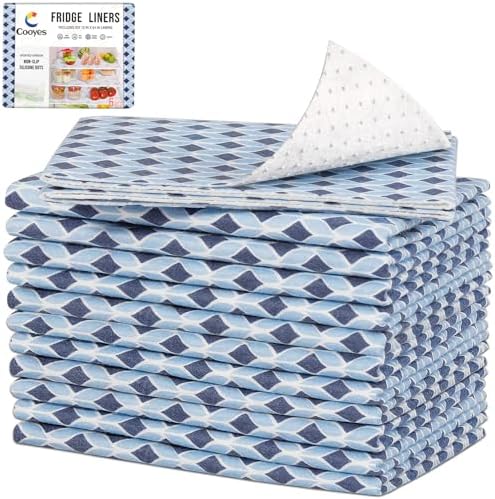 Cooyes 12 Pack Cloth Shelf Liners 17.7" × 24", Non-Slip Refrigerator Liners by Cooyes