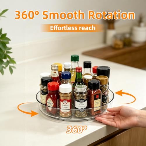 3-Pack 10 Inch Smooth Clear Round Lazy Susan Organizer - Image 2