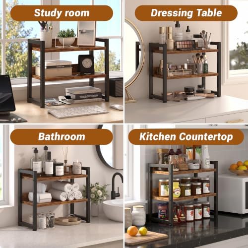 Kitchen Countertop Organizer Shelf, 3 Tier Spice Rack Wood Coffee Counter Shelf - Image 5