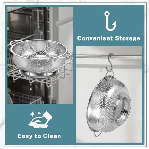 Pleafind Colander for Kitchen - 5 QT & 3 QT Stainless Steel Strainer - Image 5