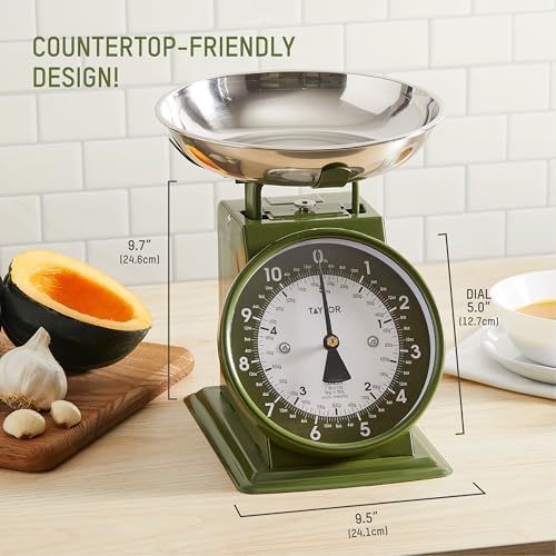 Taylor Analog Kitchen Scale, Stainless Steel Mechanical Food Scale - Image 3