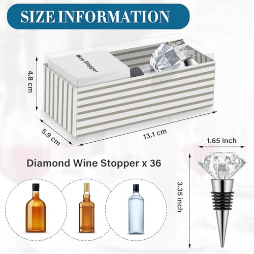 36 Pieces Crystal Wine Bottle Stopper Wine Stoppers Reusable Diamond Plug - Image 2