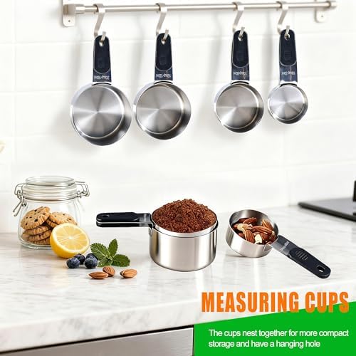 Magnetic Handles 7 Piece Stainless Steel Measuring Cups, Kitchen Gadgets - Image 2