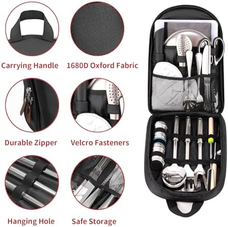 Portable Camping Kitchen Utensil Set-27 Piece Cookware Kit, Stainless Steel - Image 2