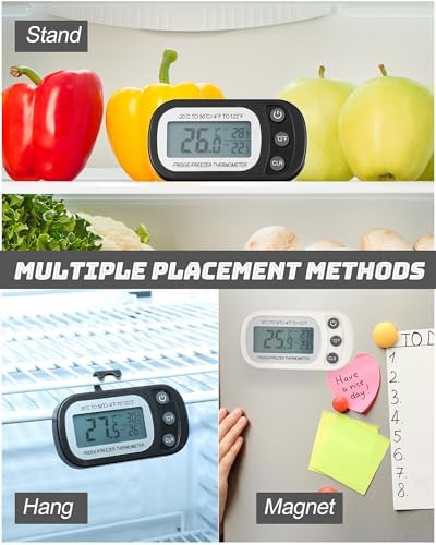 Frienda 12 Pcs Black and White Fridge Thermometer Refrigerator - Image 6