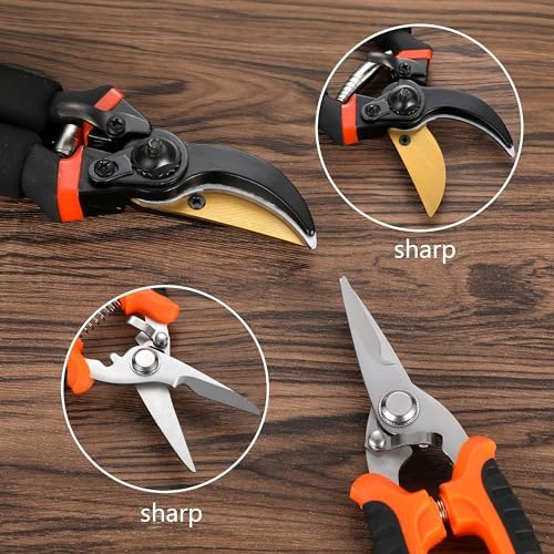 5 pack Garden Pruning Shears Stainless Steel Blades, Handheld Scissors Set - Image 3