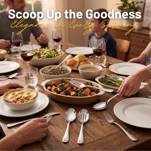 VIVANI 4-Piece Serving Spoons Set, 8.5-Inch Serving Spoon and Slotted Spoon - Image 5