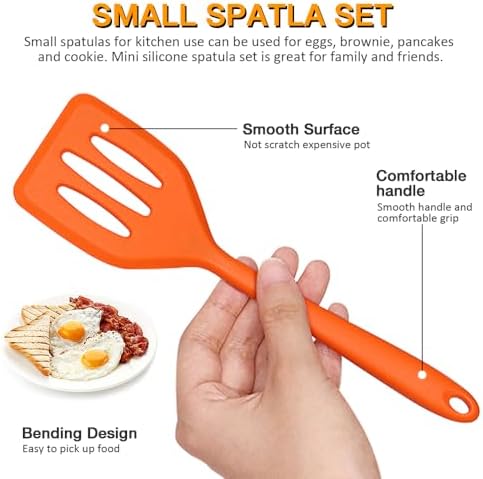 5 Pcs Small Silicone Spatula, Mini Slotted Turner - Image 3