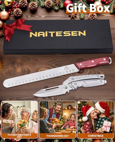 Naitesen 2PCS Brisket Carving Knife and All Purpose Kitchen Shears Set - Image 6
