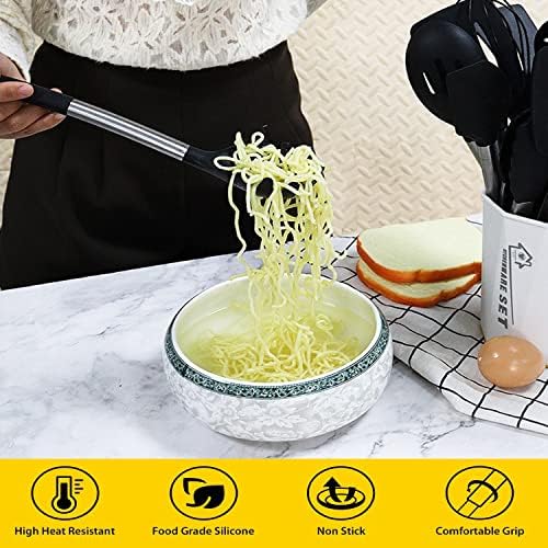 Silicone Pasta Fork, Spaghetti Spoon Kitchen High Heat Resistant Noodle Spoon - Image 6