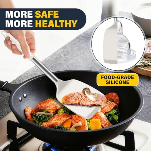 2 Pack Silicone Spatula Set, Solid & Slotted Turner - Image 4