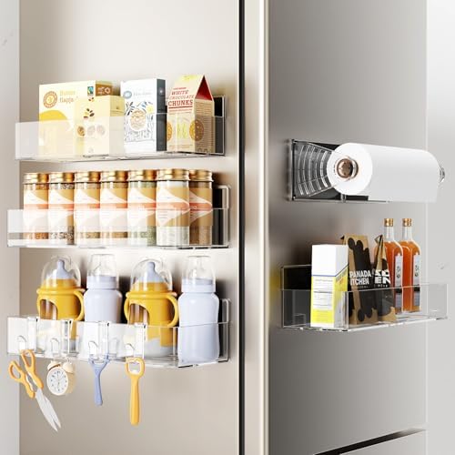 Mystozer Magnetic Spice Rack for Refrigerator Clear, 5 Pack by Mystozer
