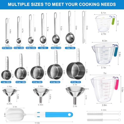 Measuring Cups and Spoons Set 21 Piece, 11 Stainless Steel Nesting Measuring - Image 2