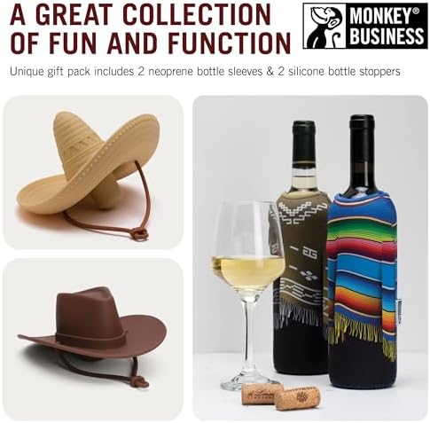 Monkey Business Giftbox for Wine Lovers – 2 Neoprene Wine Bottle Poncho Covers - Image 3