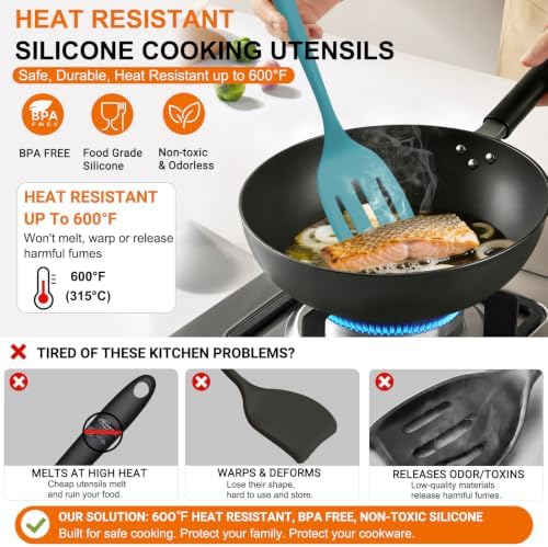 Beijiyi 4 Pack Silicone Spatula Set, High Heat Resistant, - Image 3