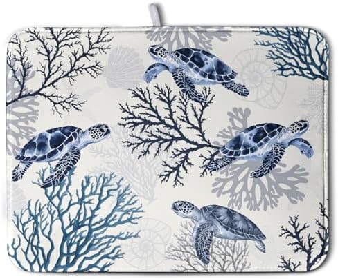 Summer Nautical Coastal Dish Drying Mat by Wnoesat