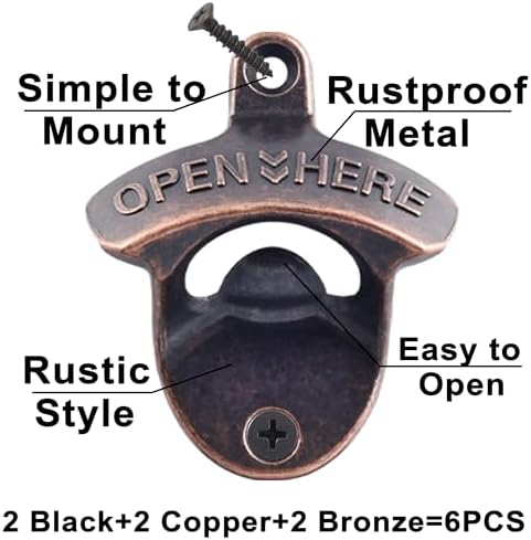 Retro Beer Opener Wall Mounted Bottle Opener, Screw in Wall Bottle Cap Opener - Image 2