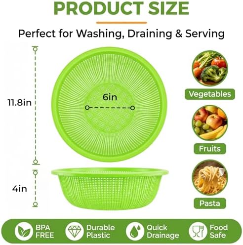 8 Pieces Plastic Wash Basket, Fruit Perforated Strainer - Image 2