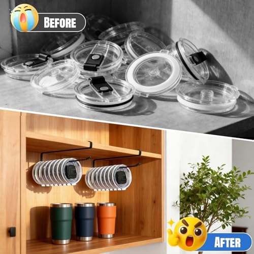 1 Pack Tumbler Lid Organizer, No Adhesive or Drilling, Kitchen Space Saver - Image 5