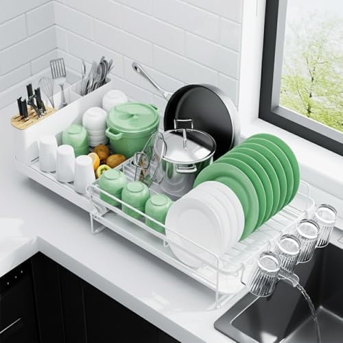 Kitsure Extendable Large Dish Drying Rack, 18.2"-25.7" L x 12.9" W by Kitsure